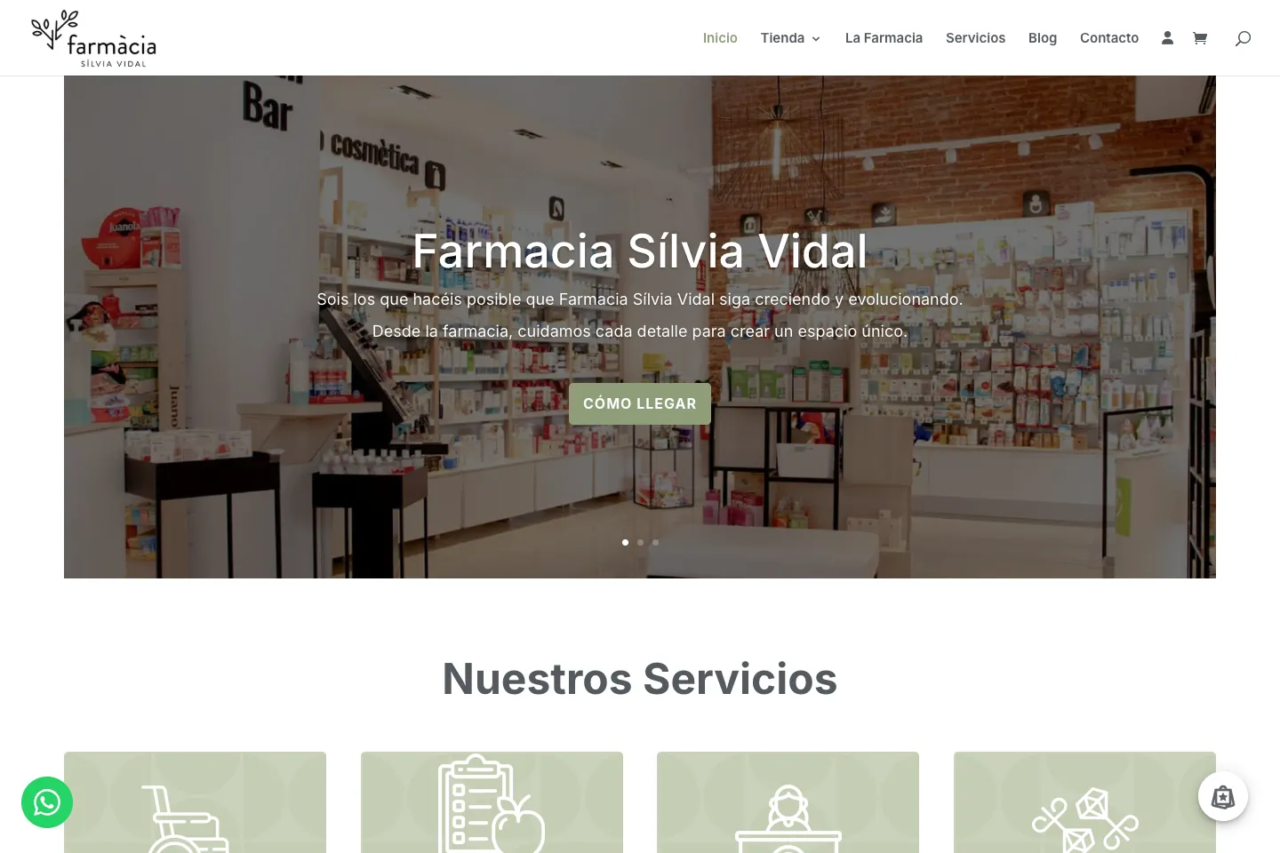 Portada de la web de Farmacia Sílvia Vidal (farmaciasilviavidal.com)