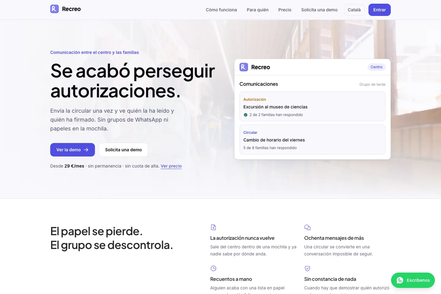Portada de la web de Recreo (recreoapp.es)