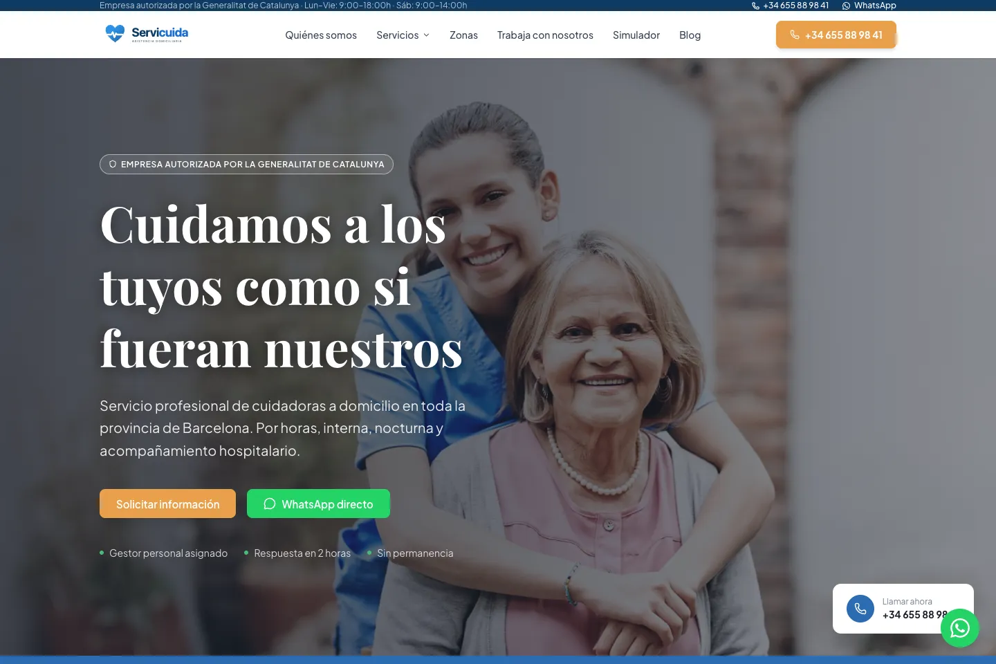 Portada de la web de Servicuida (servicuida.com)
